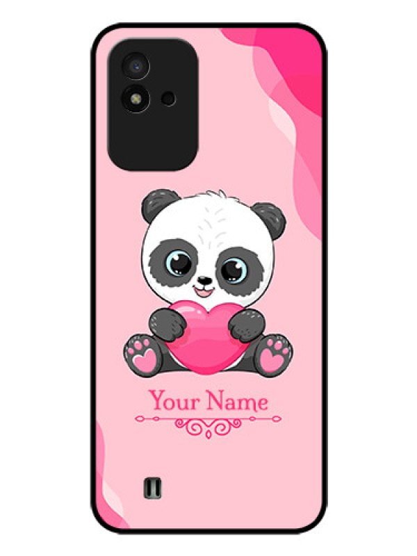 Custom Narzo 50I Custom Glass Mobile Case - Cute Panda Design