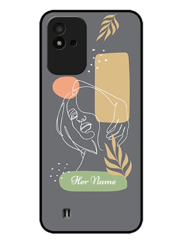 Custom Narzo 50I Custom Glass Phone Case - Gazing Woman line art Design