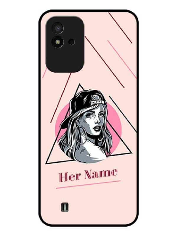 Custom Narzo 50I Personalized Glass Phone Case - Rockstar Girl Design