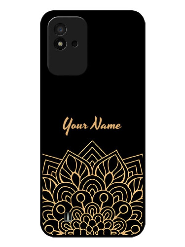 Custom Narzo 50I Custom Glass Phone Case - Golden mandala Design