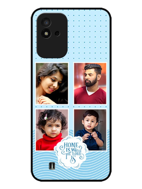 Custom Narzo 50I Custom Glass Phone Case - Cute love quote with 4 pic upload Design