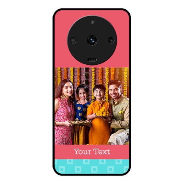 Realme Narzo 60 5G Personalized Glass Phone Case - Peach & Blue Color Design Realme Narzo 60 5G Personalized Glass Phone Case - Peach & Blue Color Design
