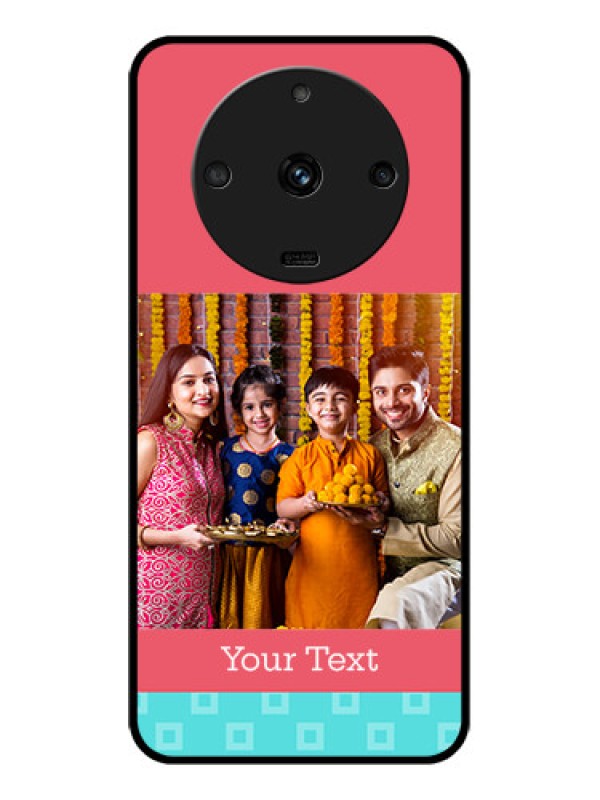 Custom Realme Narzo 60 5G Personalized Glass Phone Case - Peach & Blue Color Design