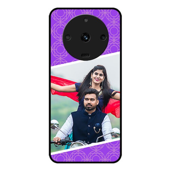 Realme Narzo 60 5G Custom Glass Phone Case - Violet Pattern Design Realme Narzo 60 5G Custom Glass Phone Case - Violet Pattern Design