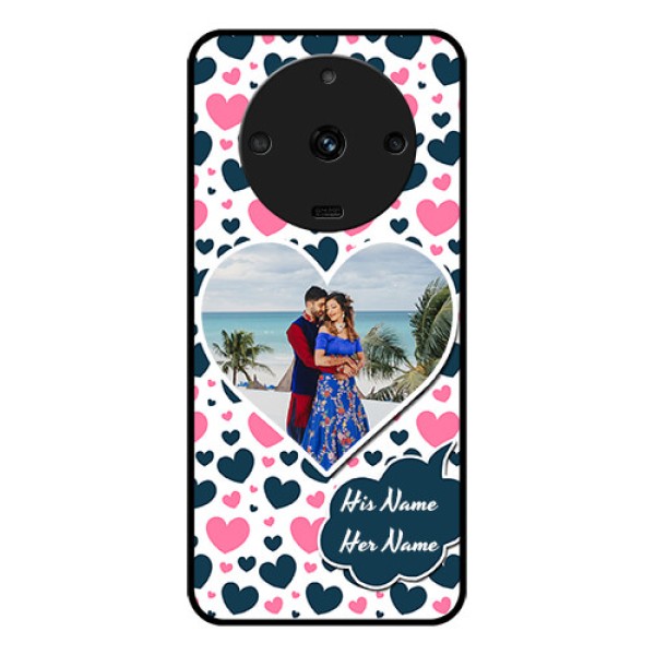 Realme Narzo 60 5G Custom Glass Phone Case - Pink & Blue Heart Design Realme Narzo 60 5G Custom Glass Phone Case - Pink & Blue Heart Design