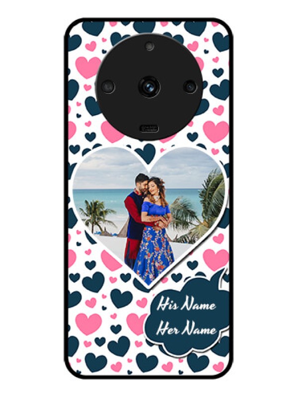 Custom Realme Narzo 60 5G Custom Glass Phone Case - Pink & Blue Heart Design