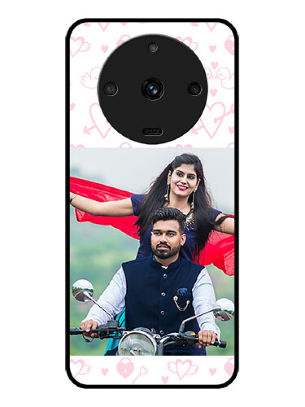 Custom Realme Narzo 60 5G Custom Glass Mobile Case - Pink Flying Heart Design