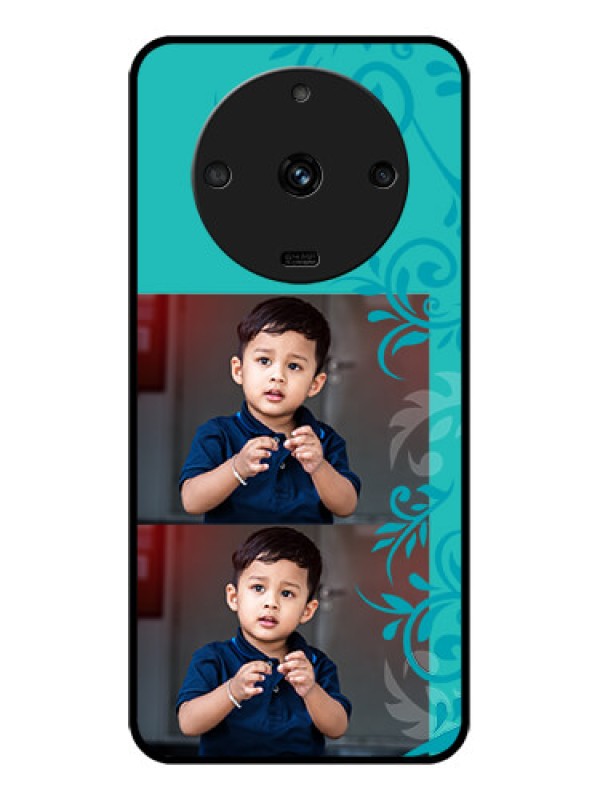 Custom Realme Narzo 60 5G Personalized Glass Phone Case - with Photo and Green Floral Design