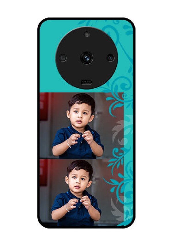 Realme Narzo 60 5G Personalized Glass Phone Case - with Photo and Green Floral Design