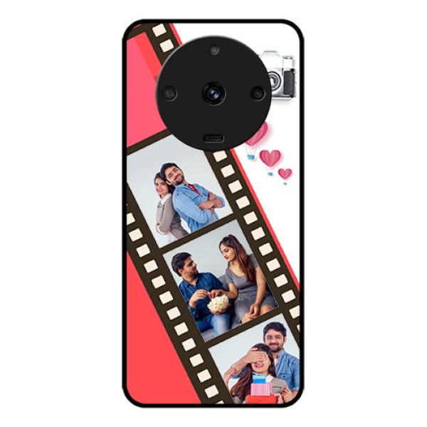Realme Narzo 60 5G Personalized Glass Phone Case - 3 Image Holder with Film Reel Realme Narzo 60 5G Personalized Glass Phone Case - 3 Image Holder with Film Reel