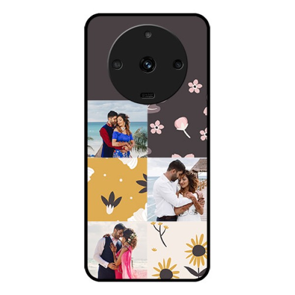 Realme Narzo 60 5G Photo Printing on Glass Case - 3 Images with Floral Design Realme Narzo 60 5G Photo Printing on Glass Case - 3 Images with Floral Design