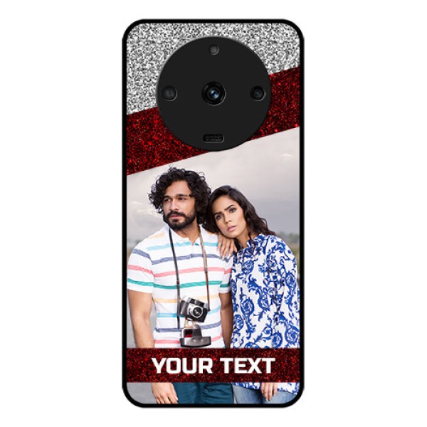 Realme Narzo 60 5G Personalized Glass Phone Case - Image Holder with Glitter Strip Design Realme Narzo 60 5G Personalized Glass Phone Case - Image Holder with Glitter Strip Design