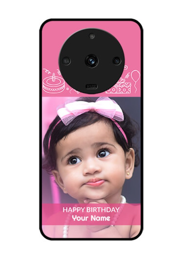 Realme Narzo 60 5G Photo Printing on Glass Case - with Birthday Line Art Design