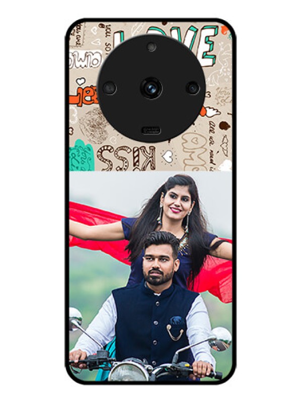 Custom Realme Narzo 60 5G Custom Glass Phone Case - Love Doodle Pattern