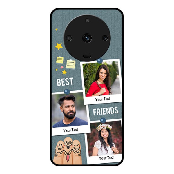 Realme Narzo 60 5G Personalized Glass Phone Case - Sticky Frames and Friendship Design Realme Narzo 60 5G Personalized Glass Phone Case - Sticky Frames and Friendship Design