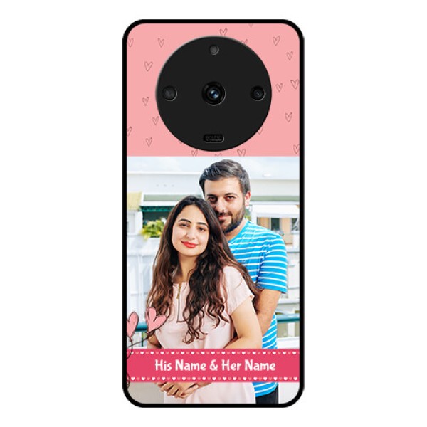 Realme Narzo 60 5G Personalized Glass Phone Case - Love Design Peach Color Realme Narzo 60 5G Personalized Glass Phone Case - Love Design Peach Color