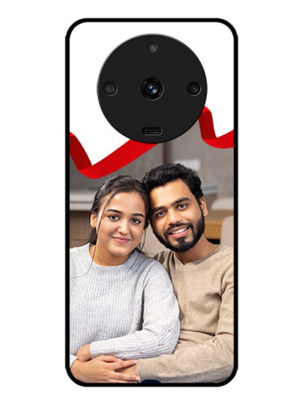 Custom Realme Narzo 60 5G Photo Printing on Glass Case - Red Ribbon Frame Design
