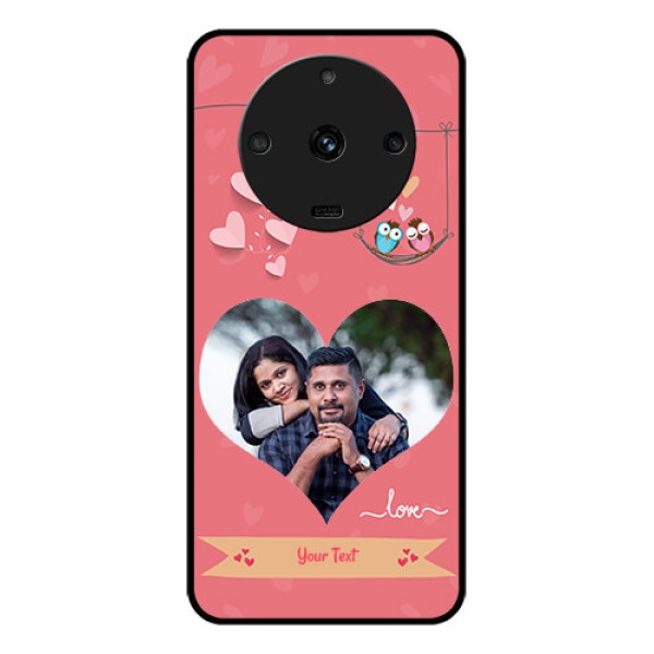 Realme Narzo 60 5G Personalized Glass Phone Case - Peach Color Love Design Realme Narzo 60 5G Personalized Glass Phone Case - Peach Color Love Design