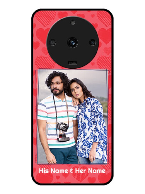 Custom Realme Narzo 60 5G Photo Printing on Glass Case - with Red Heart Symbols Design