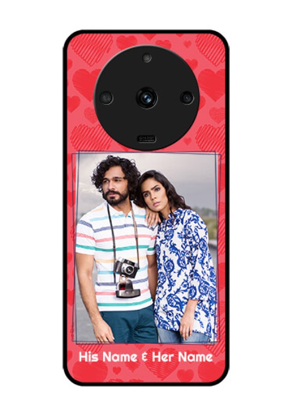 Realme Narzo 60 5G Photo Printing on Glass Case - with Red Heart Symbols Design
