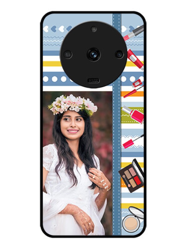 Custom Realme Narzo 60 5G Personalized Glass Phone Case - Makeup Icons Design