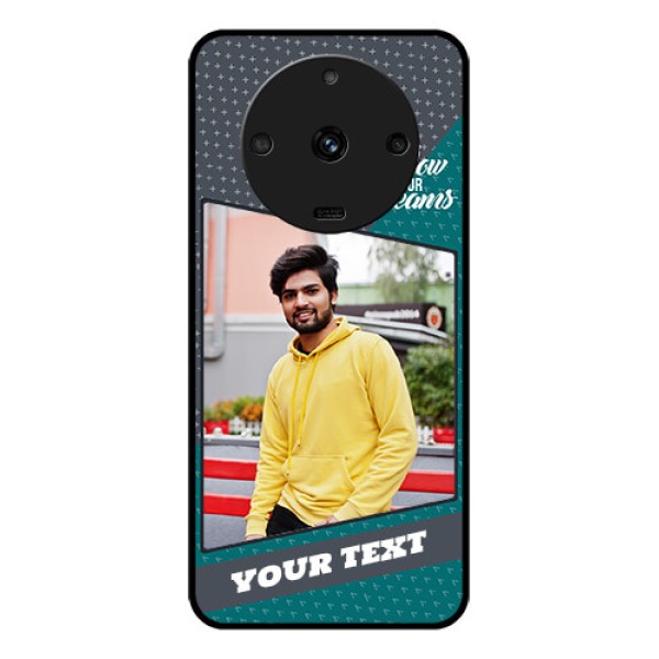 Realme Narzo 60 5G Personalized Glass Phone Case - Background Pattern Design with Quote Realme Narzo 60 5G Personalized Glass Phone Case - Background Pattern Design with Quote