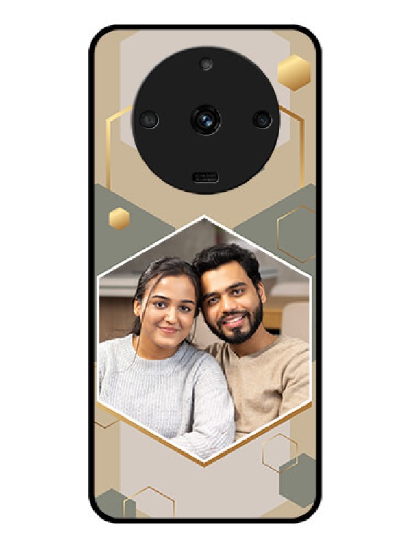 Custom Realme Narzo 60 5G Photo Printing on Glass Case - Stylish Hexagon Pattern Design