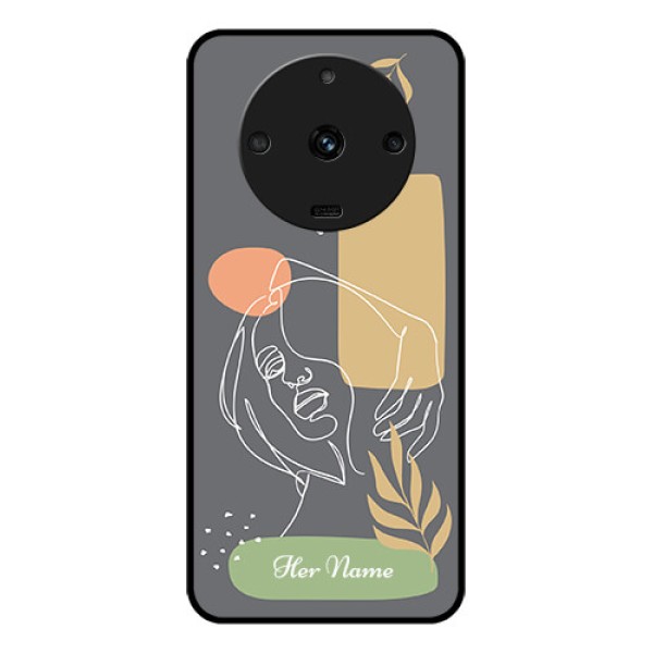 Realme Narzo 60 5G Custom Glass Phone Case - Gazing Woman line art Design Realme Narzo 60 5G Custom Glass Phone Case - Gazing Woman line art Design