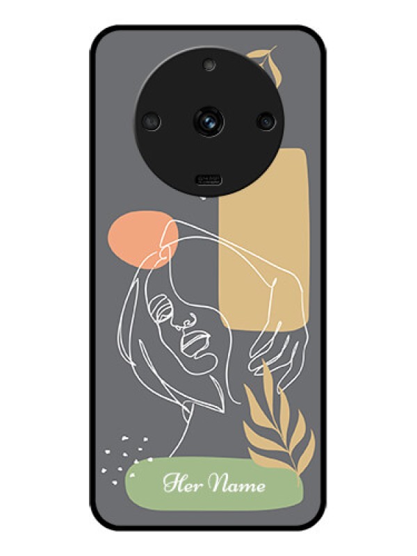 Custom Realme Narzo 60 5G Custom Glass Phone Case - Gazing Woman line art Design