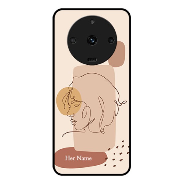 Realme Narzo 60 5G Photo Printing on Glass Case - Calm Woman line art Design Realme Narzo 60 5G Photo Printing on Glass Case - Calm Woman line art Design