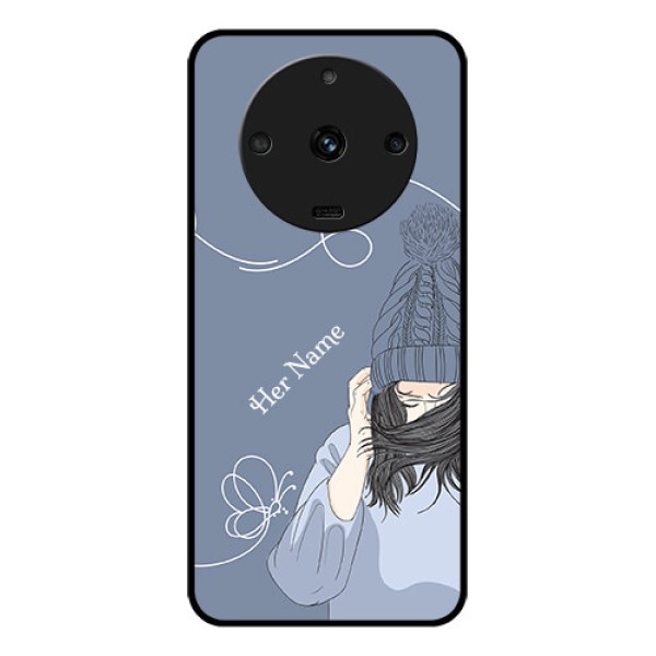 Realme Narzo 60 5G Custom Glass Mobile Case - Girl in winter outfit Design Realme Narzo 60 5G Custom Glass Mobile Case - Girl in winter outfit Design