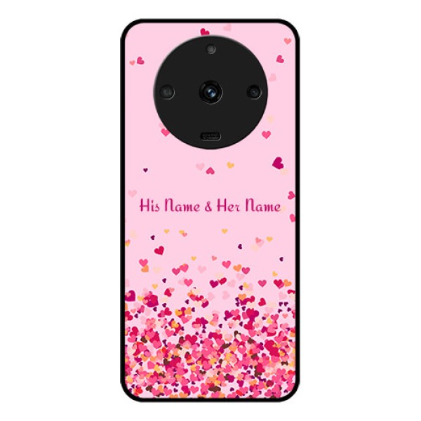 Realme Narzo 60 5G Photo Printing on Glass Case - Floating Hearts Design Realme Narzo 60 5G Photo Printing on Glass Case - Floating Hearts Design
