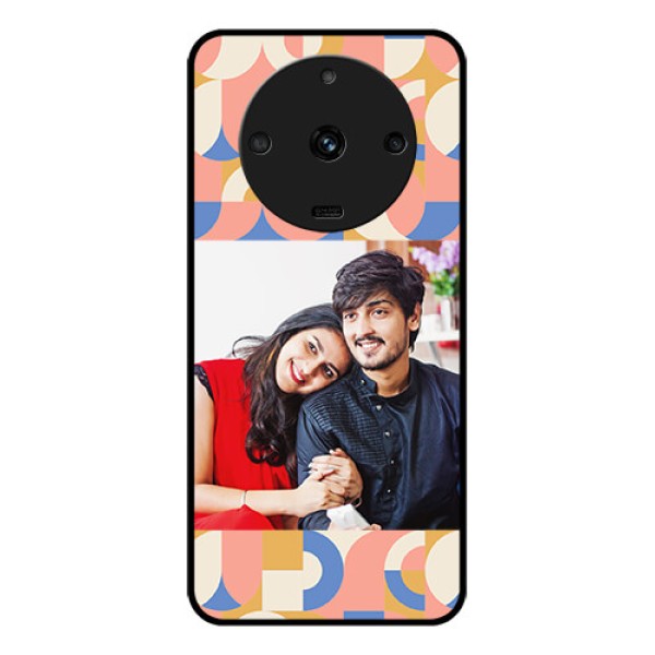 Realme Narzo 60 5G Photo Printing on Glass Case - Semi-circle Maze Pattern Design Realme Narzo 60 5G Photo Printing on Glass Case - Semi-circle Maze Pattern Design