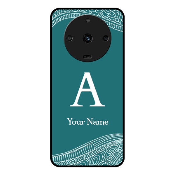 Realme Narzo 60 5G Personalized Glass Phone Case - line art pattern with custom name Design Realme Narzo 60 5G Personalized Glass Phone Case - line art pattern with custom name Design