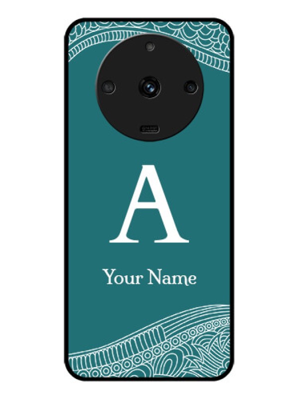 Custom Realme Narzo 60 5G Personalized Glass Phone Case - line art pattern with custom name Design