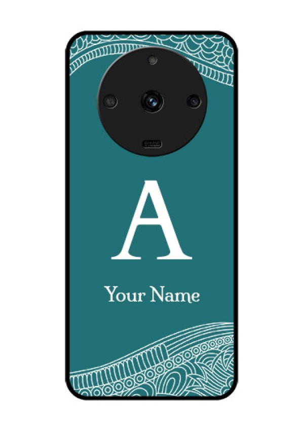 Realme Narzo 60 5G Personalized Glass Phone Case - line art pattern with custom name Design