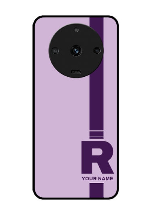 Realme Narzo 60 5G Photo Printing on Glass Case - Simple dual tone stripe with name Design