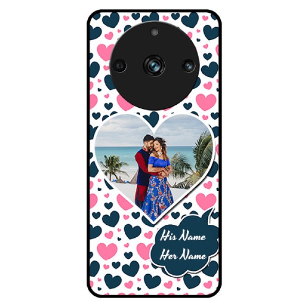 Realme Narzo 60 Pro 5G Custom Glass Phone Case - Pink & Blue Heart Design Realme Narzo 60 Pro 5G Custom Glass Phone Case - Pink & Blue Heart Design