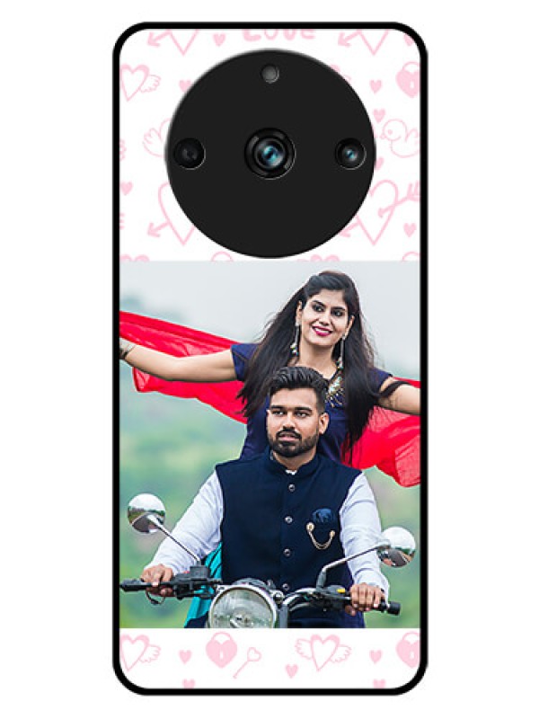 Custom Realme Narzo 60 Pro 5G Custom Glass Mobile Case - Pink Flying Heart Design