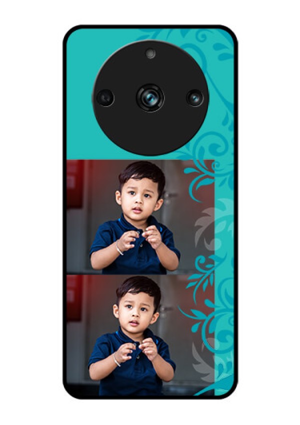 Realme Narzo 60 Pro 5G Personalized Glass Phone Case - with Photo and Green Floral Design