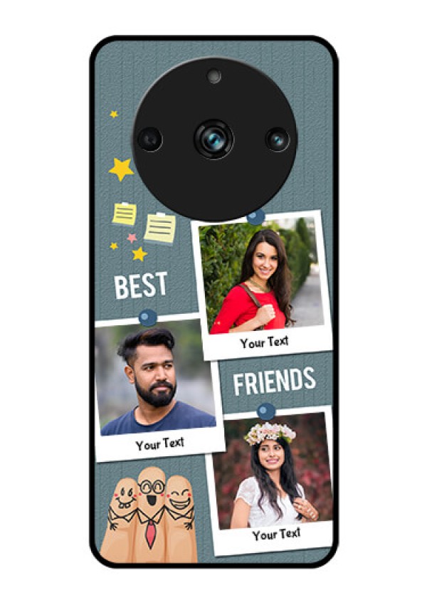 Realme Narzo 60 Pro 5G Personalized Glass Phone Case - Sticky Frames and Friendship Design