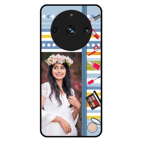 Realme Narzo 60 Pro 5G Personalized Glass Phone Case - Makeup Icons Design