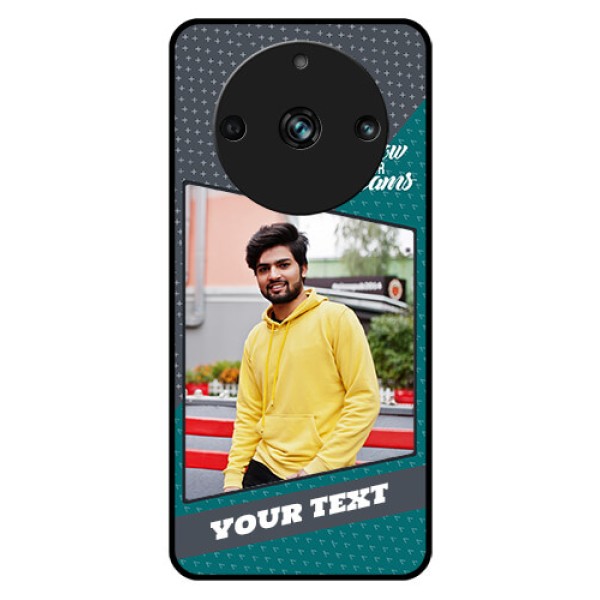 Realme Narzo 60 Pro 5G Personalized Glass Phone Case - Background Pattern Design with Quote Realme Narzo 60 Pro 5G Personalized Glass Phone Case - Background Pattern Design with Quote