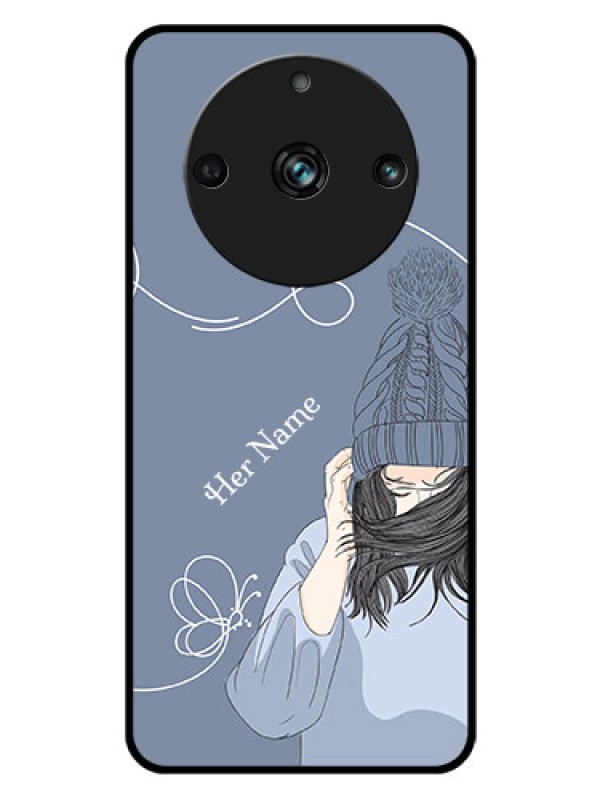 Custom Narzo 60 Pro 5G Custom Glass Mobile Case - Girl in winter outfit Design
