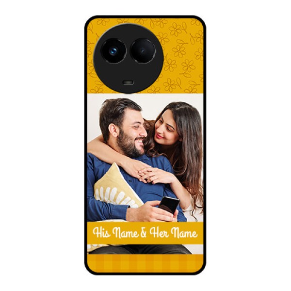 Realme Narzo 60x 5G Custom Glass Mobile Case - Yellow Floral Design