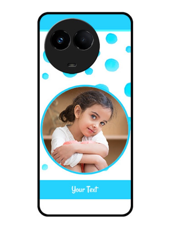 Custom Realme Narzo 60x 5G Photo Printing on Glass Case - Blue Bubbles Pattern Design