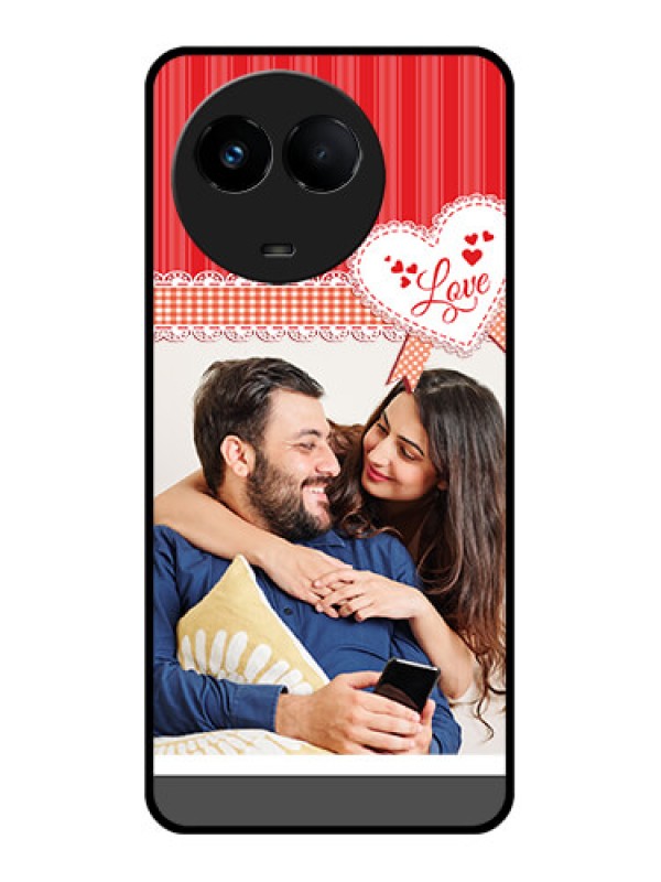 Custom Realme Narzo 60x 5G Custom Glass Mobile Case - Red Love Pattern Design