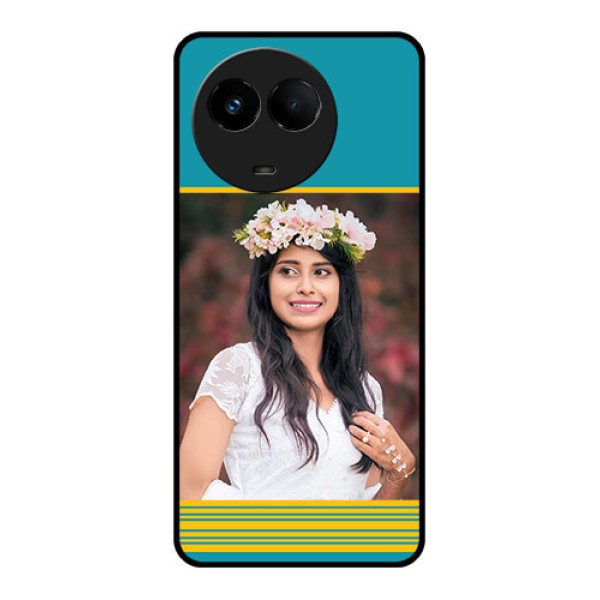 Realme Narzo 60x 5G Custom Glass Phone Case - Yellow & Blue Design