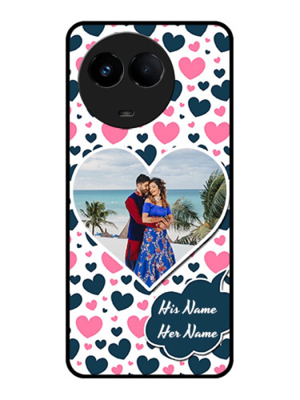Custom Realme Narzo 60x 5G Custom Glass Phone Case - Pink & Blue Heart Design