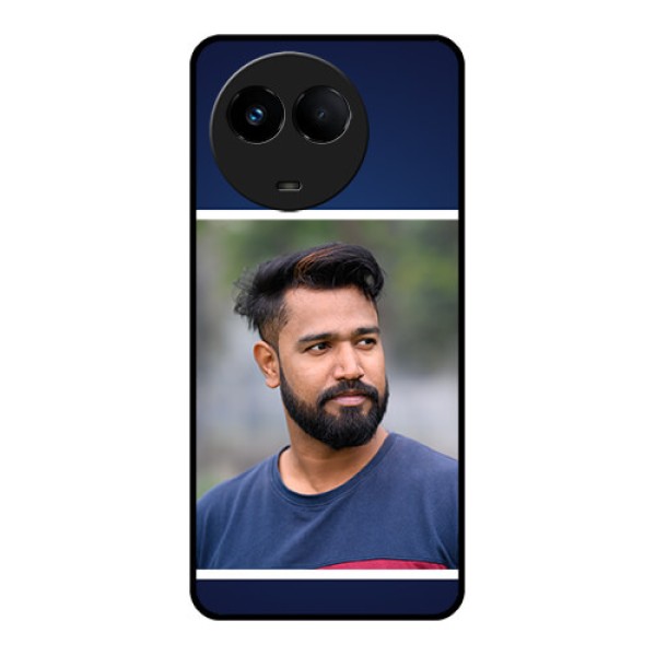 Realme Narzo 60x 5G Personalized Glass Phone Case - Simple Royal Blue Design Realme Narzo 60x 5G Personalized Glass Phone Case - Simple Royal Blue Design